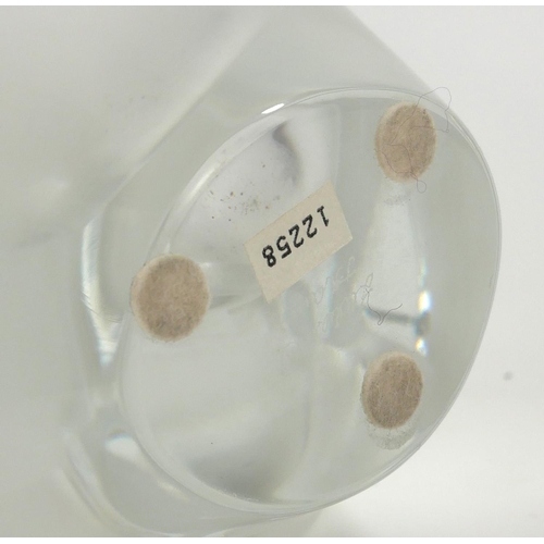 787 - LALIQUE, A LARGE FROSTED GLASS FIGURAL VASE
Titled 'Sylvie', having two entwined doves with label to... 