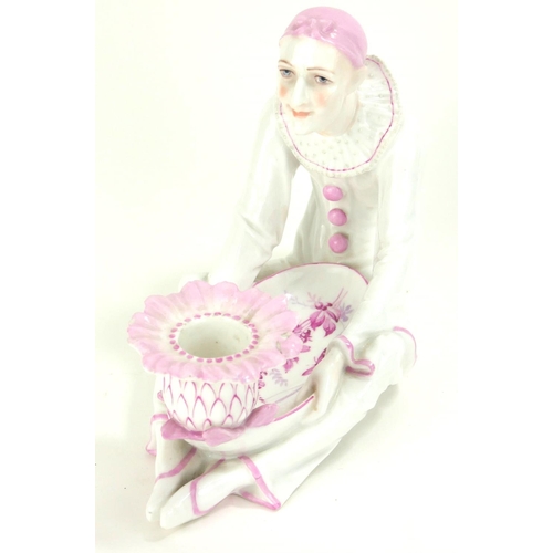 794 - AN EARLY 20TH CENTURY PARIS FACTORY HARD PASTE PORCELAIN LADIES’ NOVELTY CHAMBER TABLE CANDLESTICK M... 