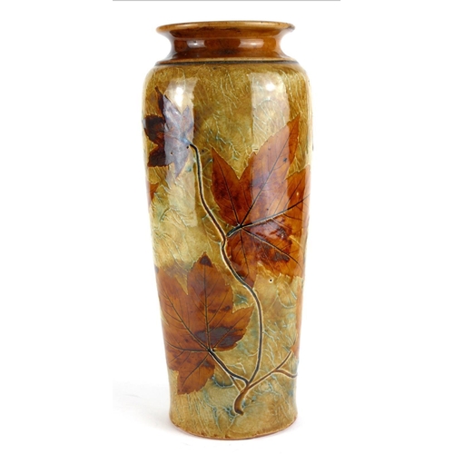 820 - ROYAL DOULTON, A VASE WITH AUTUMN LEAF DECORATION
Monogrammed ‘EP’ to base.
(h 26cm)