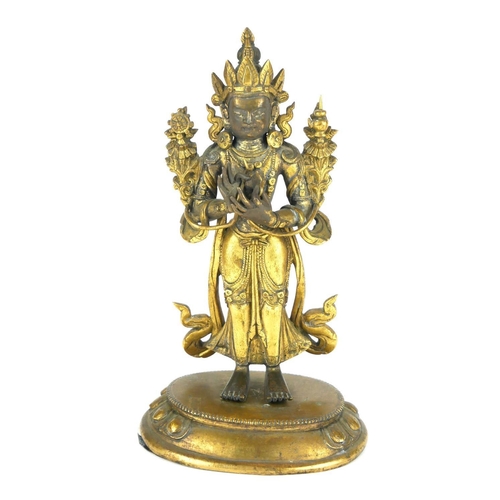 247 - A 19TH CENTURY ORIENTAL GILT BRONZE STATUE, BODHISATTVA
Along with Bhairava Shiva bronze.
(largest 1... 