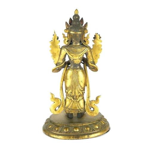 247 - A 19TH CENTURY ORIENTAL GILT BRONZE STATUE, BODHISATTVA
Along with Bhairava Shiva bronze.
(largest 1... 