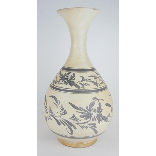 262 - A 19TH CENTURY CHINESE CIZHOU GLAZE POTTERY BALUSTER VASE
With brown glaze decoration.
(approx 42cm)