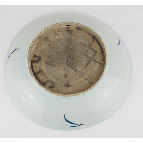 263 - A CHINESE PORCELAIN CHARGER DISH
Hand painted in underglaze blue and iron red palette with a stork a... 