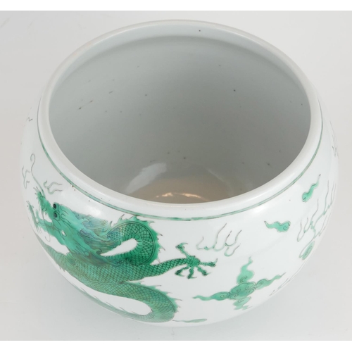 272 - A CHINESE FAMILLE VERTE PORCELAIN JARDINIÈRE
Having a five toe dragon chasing a flaming pearl, beari... 