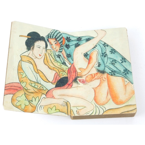 231A - A JAPANESE BOOK OF EROTIC WATERCOLOURS
Bearing a signature to adhesive label to rear cover. 
(approx... 