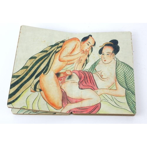 231A - A JAPANESE BOOK OF EROTIC WATERCOLOURS
Bearing a signature to adhesive label to rear cover. 
(approx... 