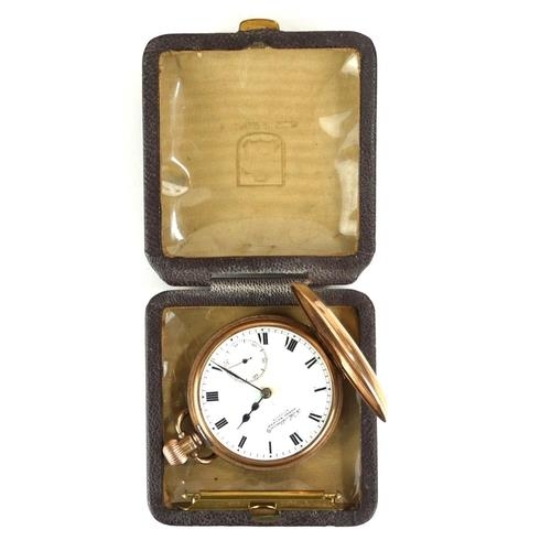 249 - AN EARLY 20TH CENTURY 9CT GOLD HALF HUNTER GENT’S POCKET WATCH
Having convex glass aperture with blu... 