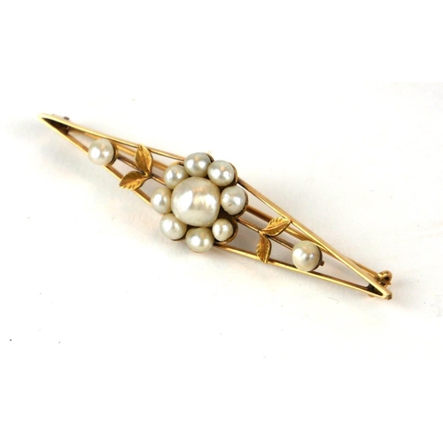 273A - A LATE 19TH CENTURY NATURAL PEARL BROOCH
Floral form, in yellow metal setting, contained in original... 