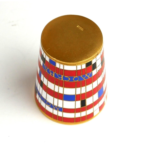 275A - A RUSSIAN SILVER GILT AND ENAMEL SHOT CUP
Having red and white geometric enamel decoration, marked t... 