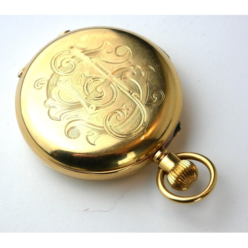 278A - AN EARLY 20TH CENTURY 18CT GOLD MINUTE REPEATER GENT’S FULL HUNTER POCKET WATCH
Having an engraved s... 