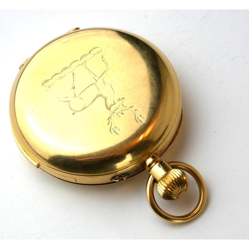 278A - AN EARLY 20TH CENTURY 18CT GOLD MINUTE REPEATER GENT’S FULL HUNTER POCKET WATCH
Having an engraved s... 