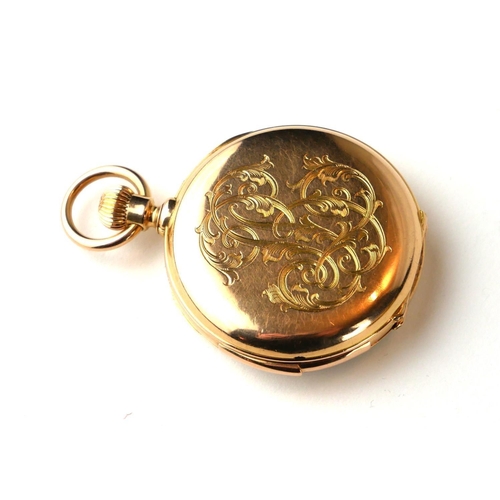 280A - AN EARLY 20TH CENTURY YELLOW METAL QUARTER REPEATER LADIES’ POCKET WATCH
Open face with Roman number... 