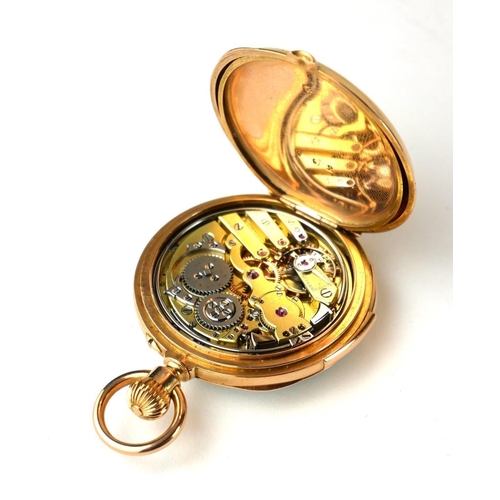 280A - AN EARLY 20TH CENTURY YELLOW METAL QUARTER REPEATER LADIES’ POCKET WATCH
Open face with Roman number... 