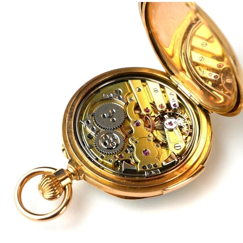 280A - AN EARLY 20TH CENTURY YELLOW METAL QUARTER REPEATER LADIES’ POCKET WATCH
Open face with Roman number... 