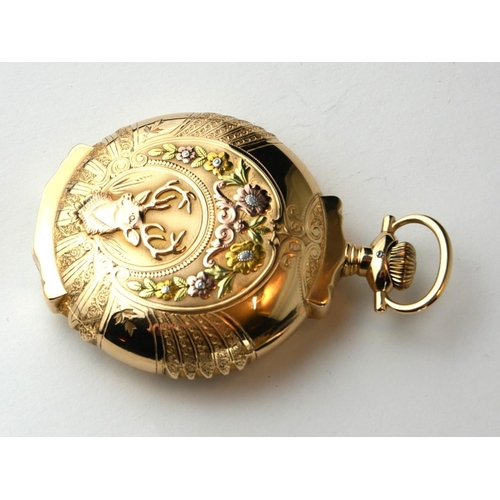 281A - WALTHAM, AN EARLY 20TH CENTURY AMERICAN 14CT GOLD GENT’S FULL HUNTER POCKET WATCH
Having a heavy gau... 