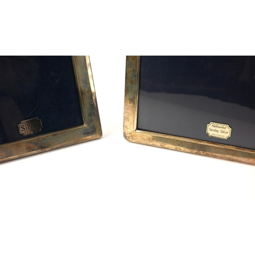 351 - TWO STERLING SILVER PHOTOGRAPH FRAMES
Plain form with blue velvet easel backs, in original boxes, ha... 