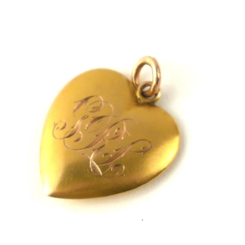 381 - A 19TH CENTURY YELLOW METAL AND SEED PEARL HEART FORM  PENDANT
With single seed pearl and monogram t... 