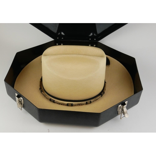 401 - TWO VINTAGE AMERICAN COWBOY STETSON AND PANAMA HATS
Comprising a black beaver skin hat, marked ‘Resi... 