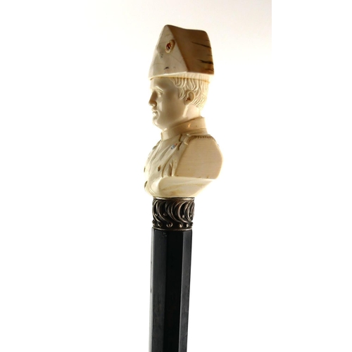 427 - NAPOLEON, A 19TH CENTURY CARVED IVORY AND HARDWOOD WALKING STICK
Having a carved bust of Napoleon se... 