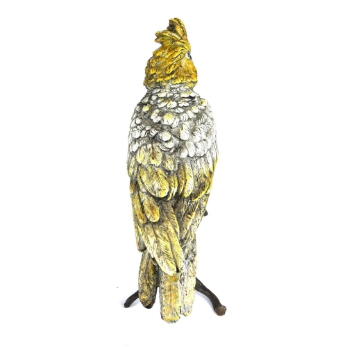 448A - A COLD PAINTED VIENNA BRONZE STATUE OF A PERCHED PARROT. 
(30cm)