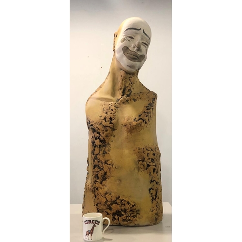 450 - DON WELLS, ‘CLOWN’, 20TH CENTURY LIFE SIZE HALF LENGTH CERAMIC SCULPTURE
Signed and dated 87’.
(102c... 