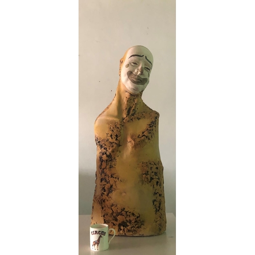 450 - DON WELLS, ‘CLOWN’, 20TH CENTURY LIFE SIZE HALF LENGTH CERAMIC SCULPTURE
Signed and dated 87’.
(102c... 