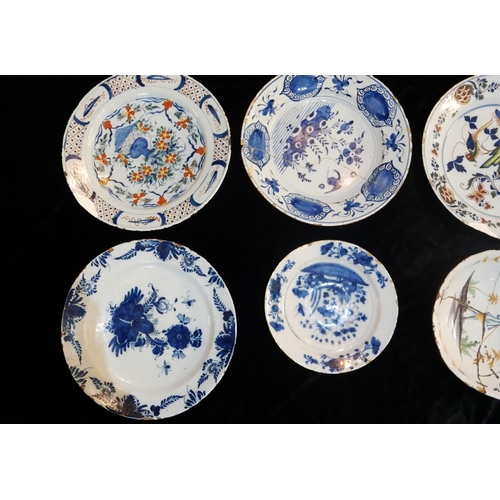 451 - DELFTWARE, A COLLECTION OF SIX LARGE 18TH CENTURY CHARGERS/DISHES
Having underglaze blue decoration ... 