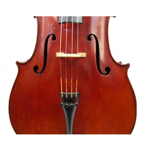 461 - A 19TH CENTURY FRENCH 3/4 CELLO AND BOW
Stamped 'Jon. Schneider', complete with carry case.

Conditi... 