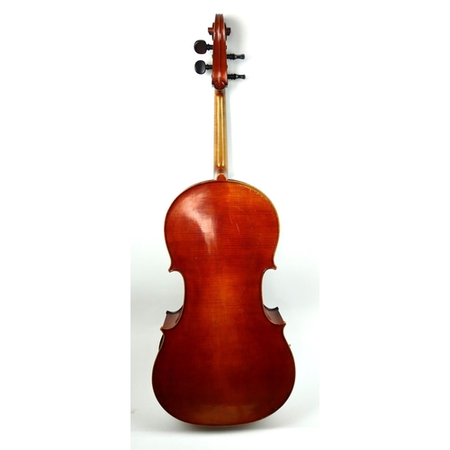 461 - A 19TH CENTURY FRENCH 3/4 CELLO AND BOW
Stamped 'Jon. Schneider', complete with carry case.

Conditi... 