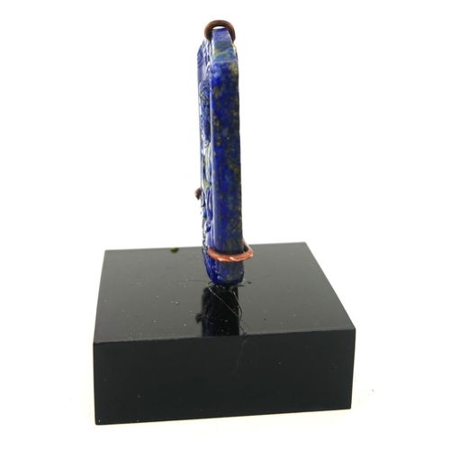 484 - A CHINESE CARVED LAPIS LAZULI  BUDDHA
Seated pose on black perspex base. 
(approx 5.5cm)