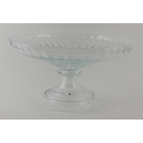 514 - A LARGE CUT LEAD CRYSTAL CIRCULAR TAZZA
With flutes and pedestal base, in original Newbridge Home bo... 