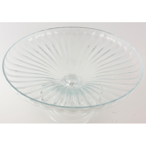 514 - A LARGE CUT LEAD CRYSTAL CIRCULAR TAZZA
With flutes and pedestal base, in original Newbridge Home bo... 