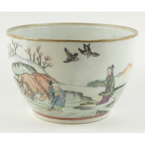 525 - AN 18TH CENTURY CHINESE FAMILLE ROSE PORCELAIN BOWL
Hand painted with a continuous landscape, three ... 