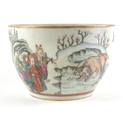 525 - AN 18TH CENTURY CHINESE FAMILLE ROSE PORCELAIN BOWL
Hand painted with a continuous landscape, three ... 