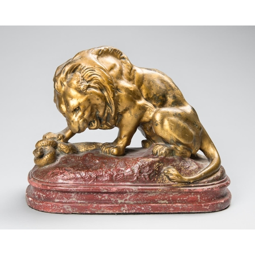 531 - A LATE 19TH/EARLY 20TH CENTURY PLASTER MODEL OF THE 'LION 'AND SERPENT' ALSO KNOWN AS 'LION DES TUIL... 