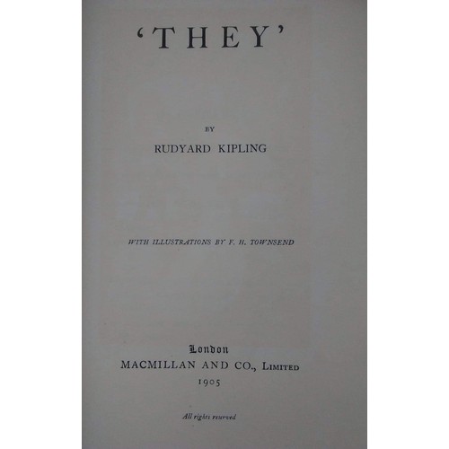 195 - RUDYARD KIPLING, AN EARLY 20TH CENTURY ILLUSTRATED FIRST EDITION HARDBACK BOOK
Titled 'They', with g... 