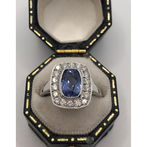 326A - AN 18CT WHITE GOLD ART DECO STYLE RING
set with 1.50ct sapphire surrounded by .55ct diamonds
size O