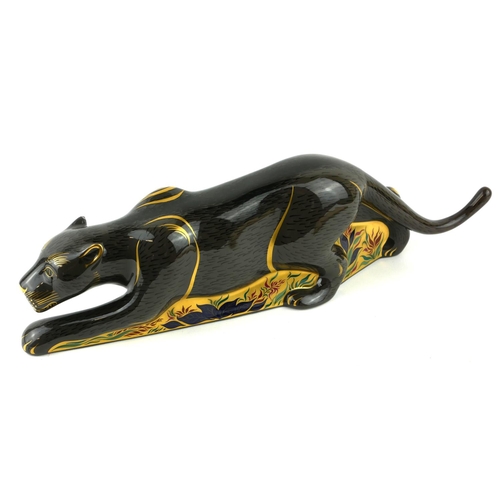 255 - ROYAL CROWN DERBY, A LARGE PORCELAIN BLACK PANTHER PAPERWEIGHT
Decorated in the Imari palette, compl... 