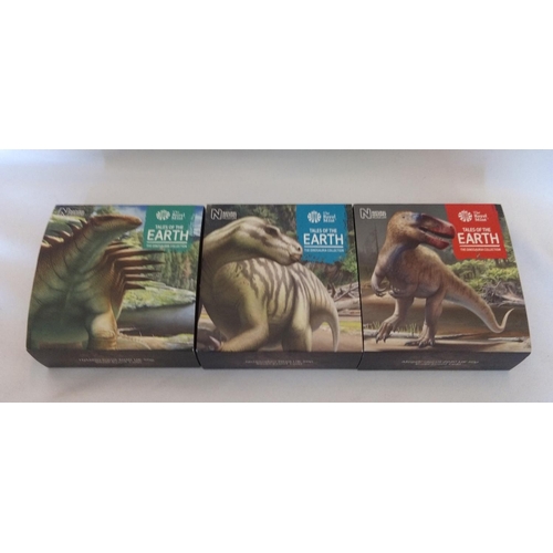 101 - A COLLECTION OF THREE SILVER AND ENAMEL FIFTY PENCE PROOF COINS, DATED 2020
‘Tales of the Earth’, in... 