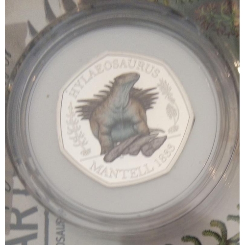 101 - A COLLECTION OF THREE SILVER AND ENAMEL FIFTY PENCE PROOF COINS, DATED 2020
‘Tales of the Earth’, in... 