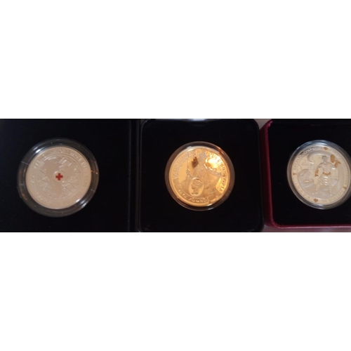 107 - THREE SILVER COMMEMORATIVE PROOF COINS
2020 150th Anniversary of British Red Cross Five pound coin, ... 