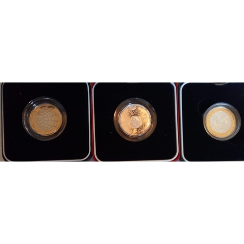 108 - SIX SILVER COMMEMORATIVE PROOF COINS V.E. DAY
Two pound coin, a 2012 Charles Dickens death date  sta... 