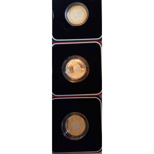 108 - SIX SILVER COMMEMORATIVE PROOF COINS V.E. DAY
Two pound coin, a 2012 Charles Dickens death date  sta... 