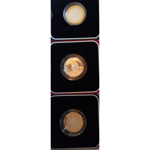 108 - SIX SILVER COMMEMORATIVE PROOF COINS V.E. DAY
Two pound coin, a 2012 Charles Dickens death date  sta... 