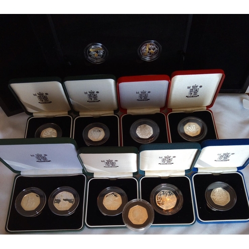 119 - TWELVE SILVER COMMEMORATIVE FIFTY PENCE PROOF COINS
Various issues including Jersey and Guernsey Lib... 