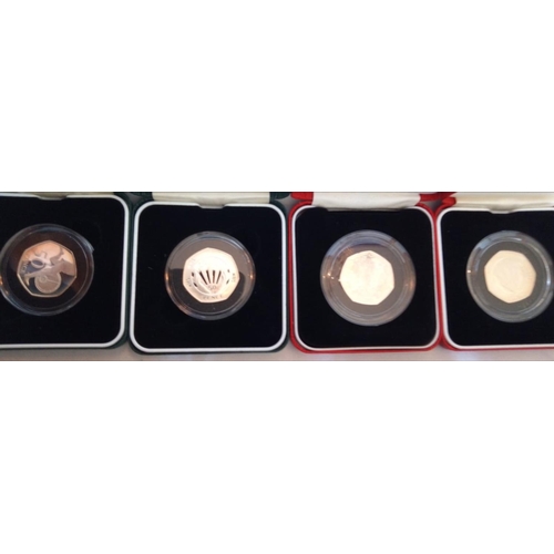 119 - TWELVE SILVER COMMEMORATIVE FIFTY PENCE PROOF COINS
Various issues including Jersey and Guernsey Lib... 