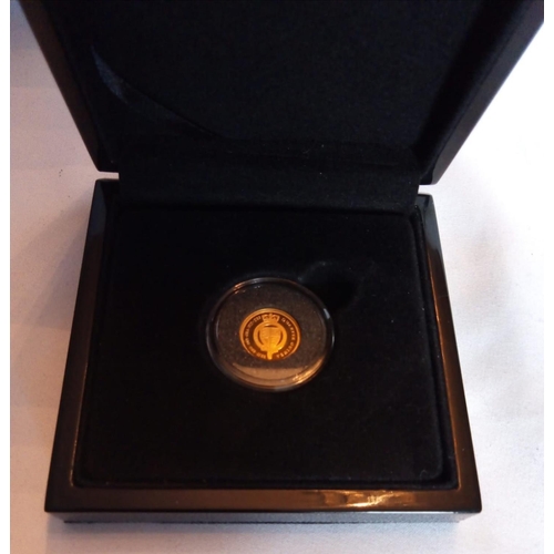 14 - A 24CT GOLD QUARTER GUINEA PROOF COIN, DATED 2013, WORLD’S FIRST QUEEN ELIZABETH II, PURE 24CT GOLD ... 