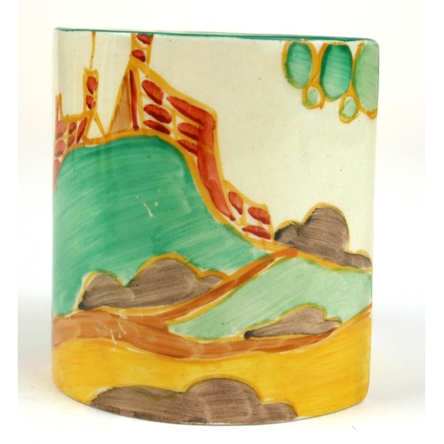 224 - CLARICE CLIFF, BIZARRE RANGE, AN UNUSUAL ART DECO COMPLETE THREE PIECE BONJOUR CRUET SET
In ‘Pine Gr... 