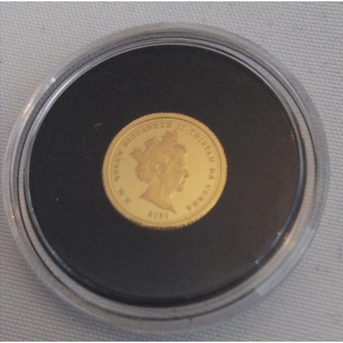 57 - A 24CT GOLD FIVE POUND PROOF COIN, DATED 2020
St. George and Dragon, gold proof five pound coin, in ... 