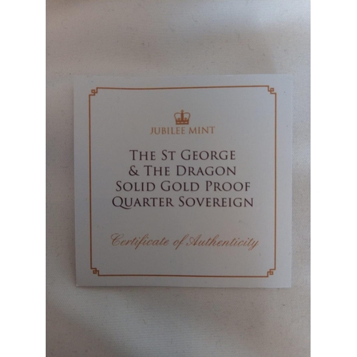 67 - A 22CT GOLD QUARTER SOVEREIGN PROOF COIN, DATED 2020
St. George and Dragon, in a protective capsule ... 
